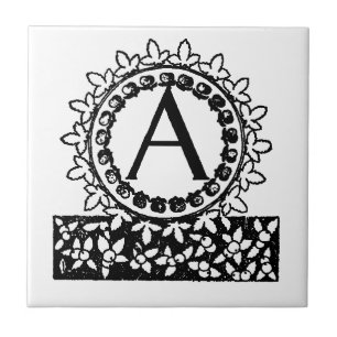 Antieke Victoriaanse monogram letter A Tegeltje