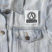 Antieke Victoriaanse monogramletter A Vierkante Button 5,1 Cm (In situ)