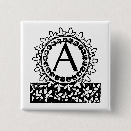 Antieke Victoriaanse monogramletter A Vierkante Button 5,1 Cm (Voorkant)