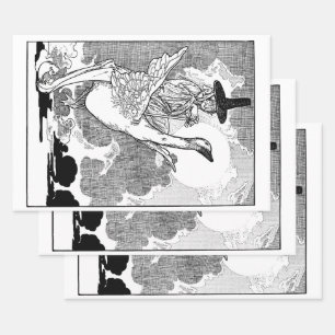 Antieke Victoriaanse Mother Goose van Charles Robi Inpakpapier Vel