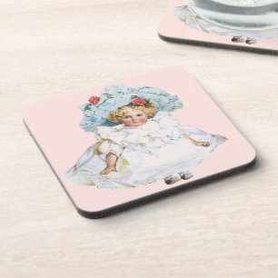 Antieke Victoriaanse pop van babymeisje, Pasen jur Bier Onderzetter