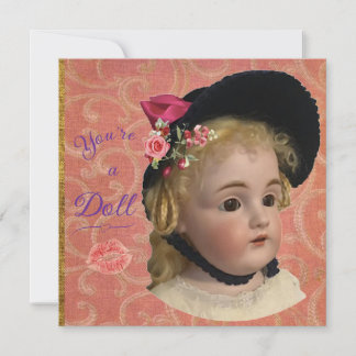 Antieke Victoriaanse Pop Wenskaart Feestdagenkaart