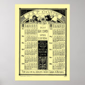 Antieke Victoriaanse Tijdperk 1880 Spoelkalender Poster (Voorkant)