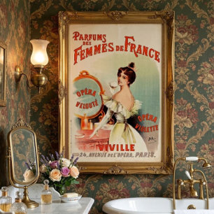 Antieke Victoriaanse Tijdperk 1899 Franse Parfumad Poster