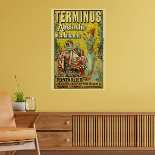 Antieke Victoriaanse tijdperk Art Nouveau Absinthe Poster