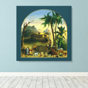 Antieke Victoriaanse volkskunst, Noah's Ark van Hi Canvas Afdruk