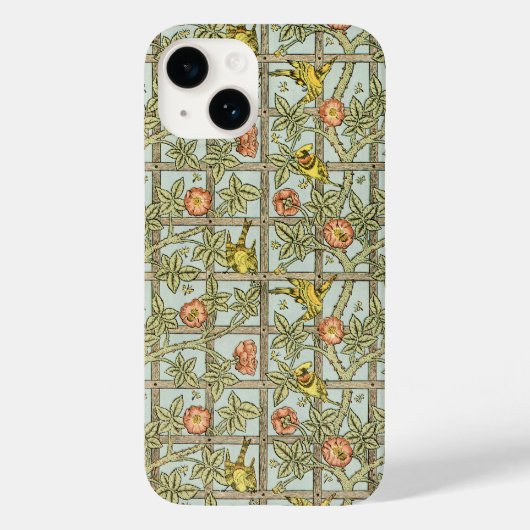 Antieke Victoriaanse William Morris Tralie Bloemen Case-Mate iPhone Case (Achterkant)
