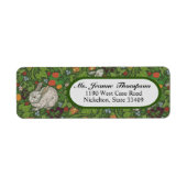 Antieke Victoriaanse Witte Konijn in Tuin Etiket (Voorkant)