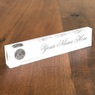 Antieke vintage fotobureaunamenplaat VanMijnBureau Naambordje