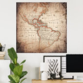 Antieke Vintage Kaart Poster (Thuiskantoor)