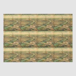 Antieke Vintage Parijse Prent Tissuepapier