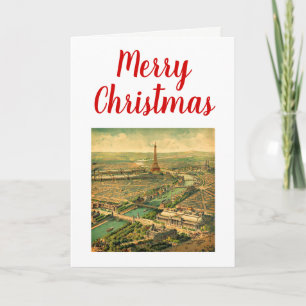 Antieke Vintage Parijse Print Kerstmis Xmas Feestdagen Kaart