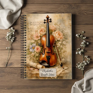 Antieke Viool Bloem Compositie Notitieboek