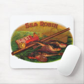 Antieke visuitrusting Sigarettenlabel Kunst, Sea R Muismat (Met muis)