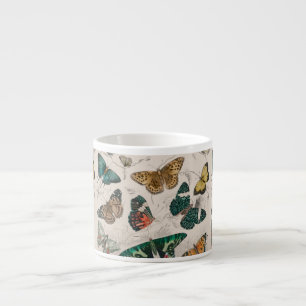 Antieke Vlinder Illustratie: 1820 Goudsmid Espresso Kop