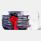 Antieke vrachtwagen met feestelijke kerstkrans Case-Mate iPhone case (Achterkant (horizontaal))