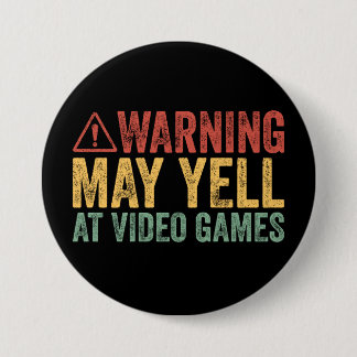 Antieke Waarschuwing Kan Tegen Videogames Schreeuw Ronde Button 7,6 Cm