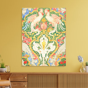 Antieke Walter Crane Kaketoe en Pauw Kunst Canvas Afdruk