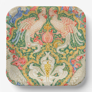 Antieke Walter Crane Kaketoe en Pauw Kunst Papieren Bordje