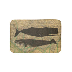 Antieke Walvis Nautilus Vintage Oceaan Zeeleven Badmat