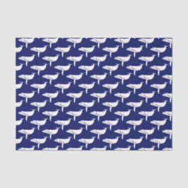 Antieke walvis silhouet tekening wit blauw tissuepapier