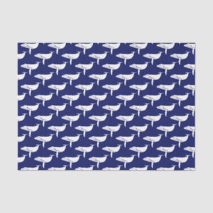 Antieke walvis silhouet tekening wit blauw tissuepapier