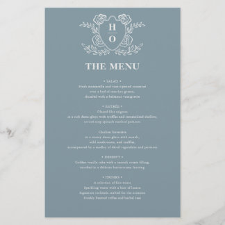 Antieke Wapen Florale Monogram Trouwmenu