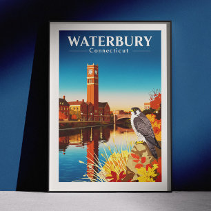Antieke Waterbury Connecticut Poster