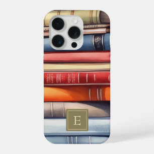 Antieke Waterverf Boekenstapel Monogram iPhone 15 Pro Hoesje