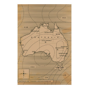 Antieke weerkaart van Australië Foto Afdruk