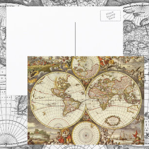 Antieke Wereldkaart, circa 1680. Door Frederick de Briefkaart