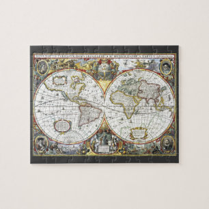 Antieke wereldkaart door Hendrik Hondius, 1630 Legpuzzel