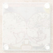 Antieke Wereldkaart Glazen Onderzetter (Achterkant)