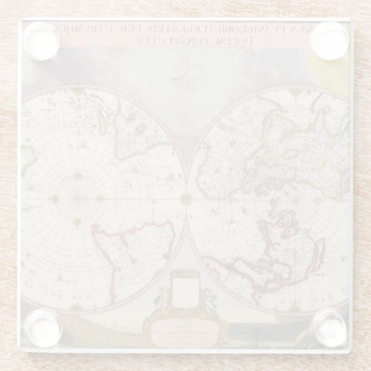 Antieke Wereldkaart Glazen Onderzetter (Achterkant)