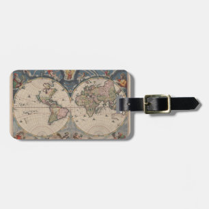 Antieke Wereldkaart: Historische Cartografie Kunst Bagagelabel