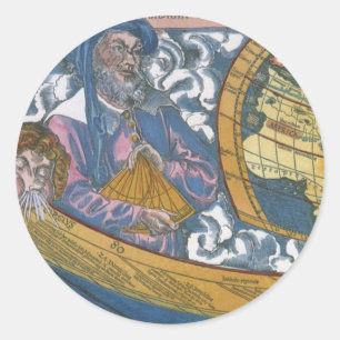 Antieke Wereldkaart met Claudius Ptolemaeus, 1507 Ronde Sticker