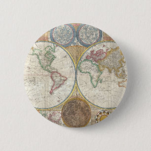 Antieke Wereldkaart Ronde Button 5,7 Cm