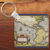 Antieke Wereldkaart van de Amerika's, 1570 Sleutelhanger (Voorkant)