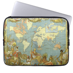 Antieke Wereldkaart van het Britse Rijk, 1886 Laptop Sleeve