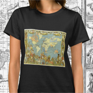 Antieke wereldkaart van het Britse Rijk, 1886 T-shirt