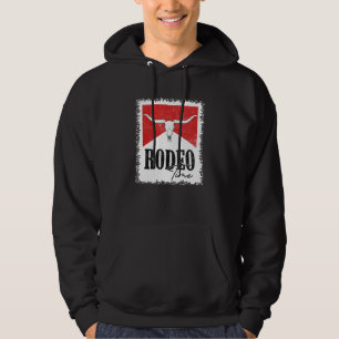 Antieke Western Country Stier Schedel Gebleekt Rod Hoodie