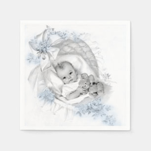 Antieke wieg babyjongen shower servetten