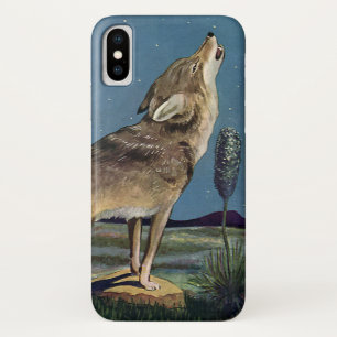 Antieke Wilde Dier, Wolf Huilt naar de Maan iPhone X Hoesje