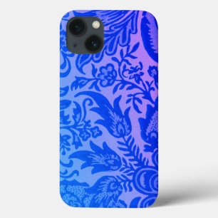Antieke William Morris Blauwe Roze Botanische iPhone 13 Hoesje