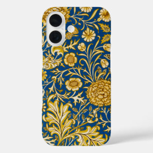 Antieke William Morris Cherwell Blauwe Bloem Kunst iPhone 16 Hoesje