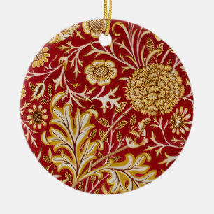 Antieke William Morris Cherwell Rode Bloem Kunst Keramisch Ornament