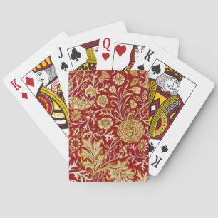 Antieke William Morris Cherwell Rode Bloem Kunst Pokerkaarten