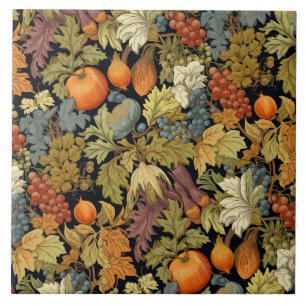 Antieke William Morris Herfstblad Pompoen Tegeltje