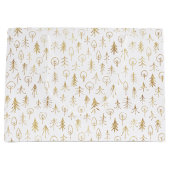 Antieke winter gouden patroon witte grote cadeauta groot cadeauzakje (Voorkant)