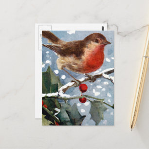 Antieke Winter Vogel Briefkaart